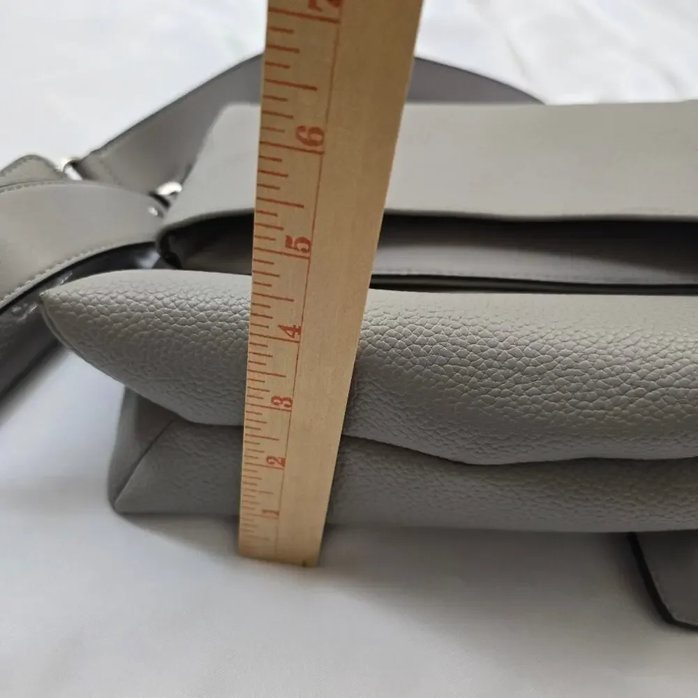 Calvin Klein Dove Gray Faux Leather Crossbody Bag Magnetic Flap Zip Pocket